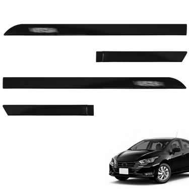 Imagem de Jogo de Friso Lateral Versa 2012 a 2025 Preto Premium Alto Relevo