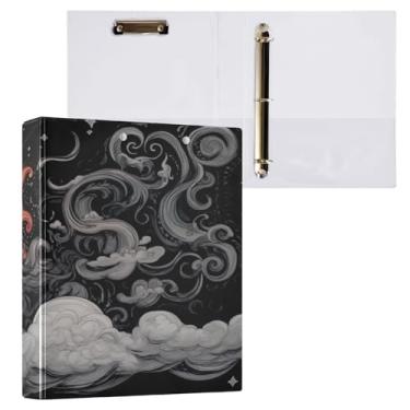 Imagem de Blueangle Fichário de 3 anéis para sol e lua com prancheta e 2 bolsos - Organizador de documentos decorativo de 3 argolas de 3 argolas para escritório, suprimentos para reuniões (869)