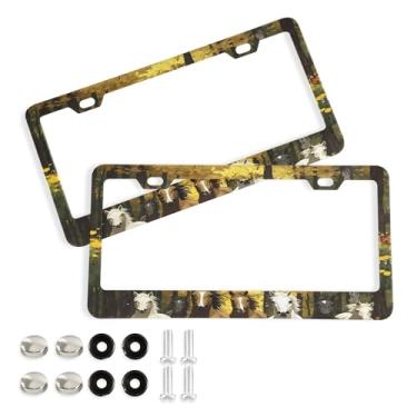 Imagem de SEHANY Molduras de placa de carro Majestic Running Horses, capa de alumínio à prova de ferrugem para placa de carro com furos elípticos e parafusos serve para acessórios de carro de tamanho padrão de