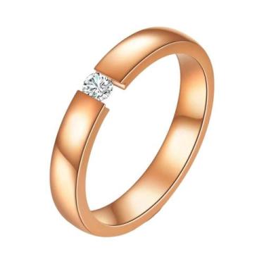 Imagem de Anel Solitário Feminino De Aço Inoxidável Fino De 3mm Com Pedras AAA C