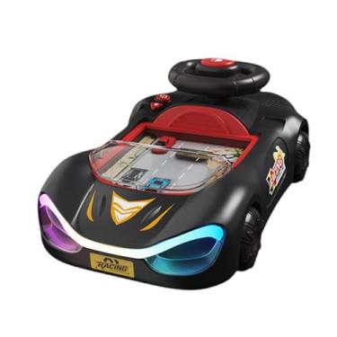 Imagem de menolana Volante de brinquedo infantil com música e luz, jogo educativo de simulação de direção para crianças a partir de 3 anos, Vermelho Preto