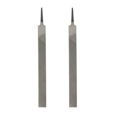 Imagem de HARFINGTON 2 limas planas de corte médio de 25,4 cm com dentes de corte duplo de aço de alto carbono sem alça para remoção de rebarbação de madeira de metal