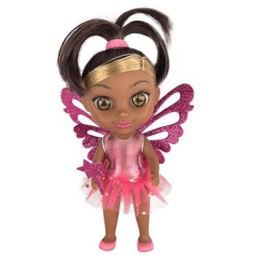 Imagem de Boneca 3 em 1 Sereia Fada e Bailarina, Cabelos Castanhos com Mechas Loiras, 20cm, Inclui Asas, Varinha e Cauda, Polietileno e Vinil