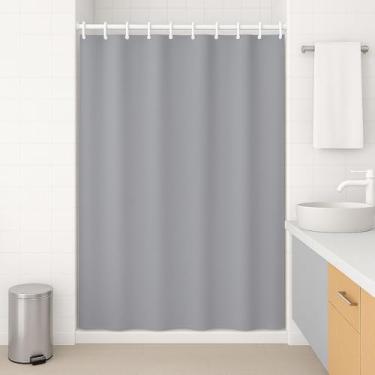 Imagem de Cortina Box para Banheiro em Plástico Impermeável, Multiuso com Ganchos (Cinza)