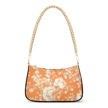 Imagem de CEBUGI Bolsas transversais femininas bolsa de ombro vintage flores bolsa clutch elegante com alça de corrente