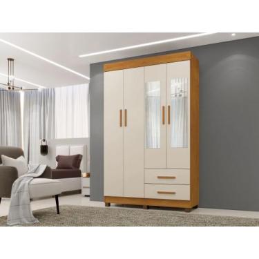 Imagem de Roupeiro Copacabana New 4 Portas 2 Gavetas e Espelho Benetil, Cinamomo