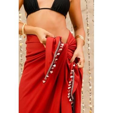 Imagem de Canga saída de praia telha franja color - NoBrand