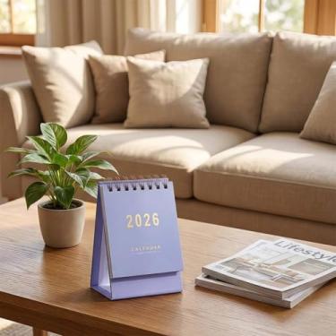 Imagem de Calendário de parede 2026 com design de folha dourada, calendário mensal suspenso para casa e escritório, calendário de planejamento de 12 meses com qualidade de papel premium (rosa)