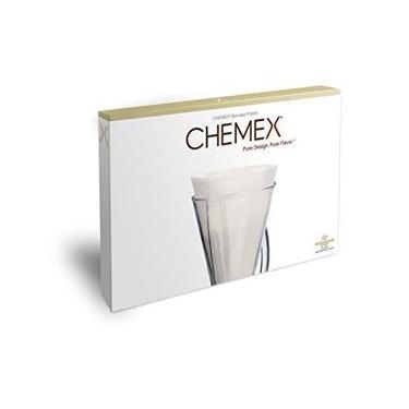 Imagem de Filtro de papel Chemex Meia Lua Branco 100 unidades - para 3 xícaras Filtro papel Meia Lua Nat. sem Dobra Chemex - 100 un p/ 3 xic.