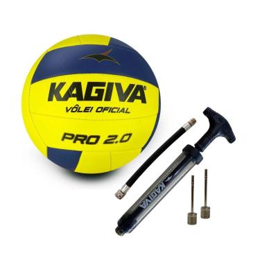 Imagem de Kit Bola De Vôlei Kagiva 2.0 Pro Costurada + Bomba De Ar Kagiva Dupla Ação-Masculino