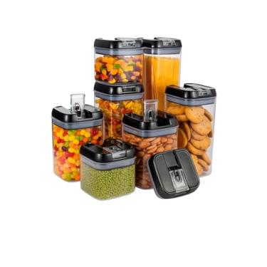 Imagem de Conjunto de Potes Herméticos com Tampa, Plástico Transparente, 7 Peças, 1900ml/1200ml/800ml/500ml, para Armazenamento de Alimentos