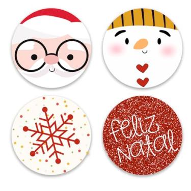 Imagem de Adesivo Natal, adesivo de natal presentes, adesivo confeitaria, etiqueta confeitaria, adesivo em vinil presentes, livraria, moda, vestuario redondo - 3x3cm - 50 unidades