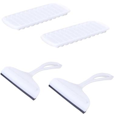 Imagem de Conjunto de 2 Rodo Plástico Multiuso Branco com Raspador 18cm + 2 Forma de Gelo em Cubos Plástica