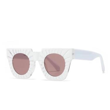 Imagem de JRLLFD Óculos de sol da moda com unha de arroz, modelo de fotografia de rua (BRANCO)