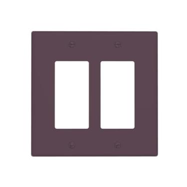 Imagem de WUYOCHA Capas decorativas de manjericão roxo para interruptor de luz de 2 gangs, placas de parede com balancim duplo para tomadas elétricas, capas de placa de interruptor para quarto, cozinha