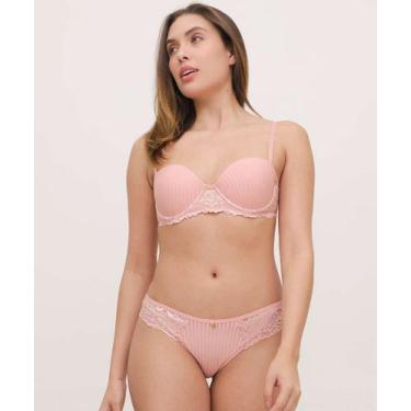 Imagem de Calcinha Biquíni Textura Recorte Renda Marisa-19085, Rosa, GG