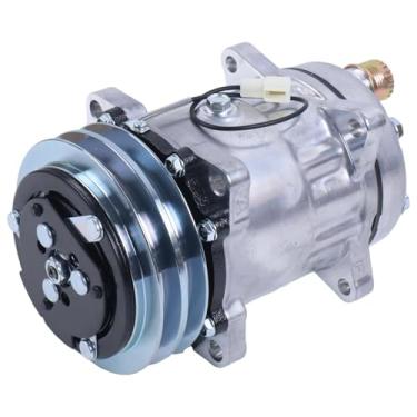 Imagem de YQABLE Compressor A/C SD7H15 85817170 compatível com retroescavadeira New Holland B110 B115 B95 B90B LB75 LB110.B LB75.B