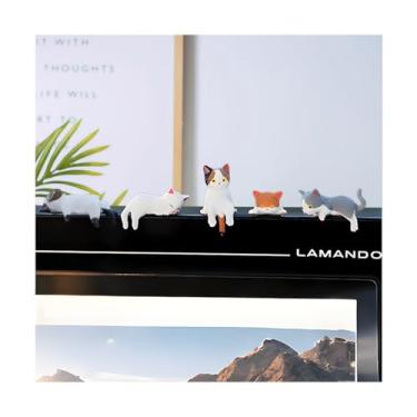Imagem de FALVFUN Lindo enfeite de gato de mini carro, 5 peças engraçadas de espelho retrovisor e painel de veículos, acessórios de decoração de interiores automotivos, universal para caminhão SUV Sedan