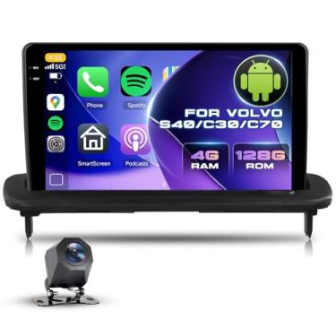 Imagem de Rádio automotivo 4G + 128G para Volvo S40/C30/C70 2006-2012, Driauto 23 cm, som estéreo para carro duplo com carplay sem fio e link de espelho automotivo Android, Bluetooth, Wi-Fi, GPS Navi, SWC