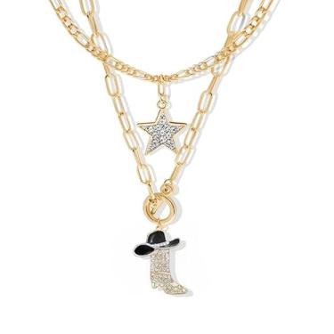 Imagem de Colar com berloque ocidental para mulheres, chapéu de vaca, bota, pingente de laço, joias, concerto country, vaqueira, presentes de amizade, presentes para mulheres, presentes de Natal, Dia dos