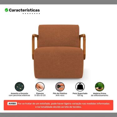 Imagem de Kit 02 Poltronas Decorativas Orgânica Living Kavya Bouclê Terracota - Desk Design