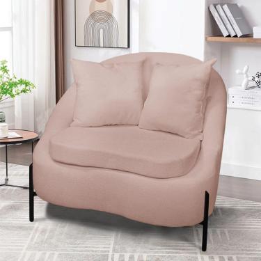 Imagem de Poltrona Decorativa Orgânica Pé De Metal Preto Zaya Bouclê C05 - D'rossi Rose