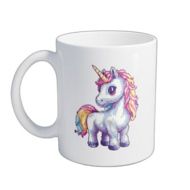 Imagem de Caneca Xícara de Café Porcelana 300ml Com Desenho de Unicórnio Pixel