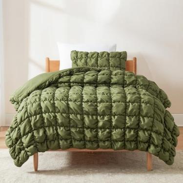 Imagem de Lush Decor Conjunto de edredom acolchoado puff, conjunto de 2 peças, sálvia - conjunto de cama infantil - edredom macio - colcha verde - decoração minimalista e moderna de dormitório