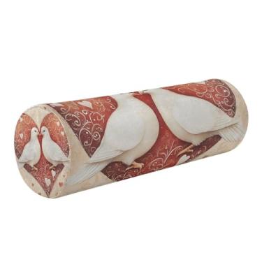 Imagem de Wassud Travesseiro de pescoço com duas pombas brancas para viagem, cervical, almofadas redondas de espuma viscoelástica para alívio da dor no pescoço no ombro