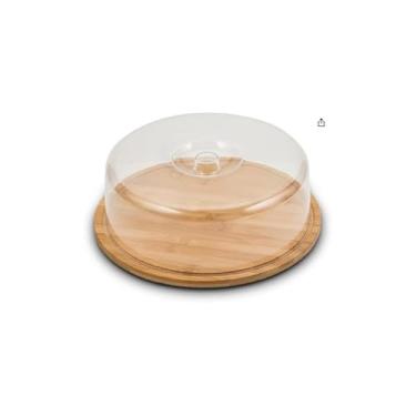 Imagem de Porta Bolo Lille com Tampa de Acrílico e Base de Aço Inox, 31cm de Diâmetro, Design Elegante, 36cm x 12cm