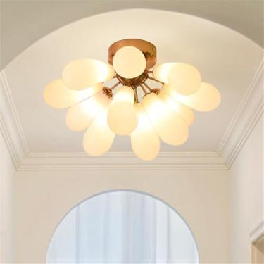 Imagem de OUFULA Lustre Moderno LED Moda Arte Sala de Estar Restaurante Quarto Villa Hotel Balcão Escadas Café Bar Lâmpada Pendente (A Branco A 12 luzes)