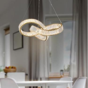 Imagem de Pendente Cristais Led 40w Cromado Branco Quente Dourado