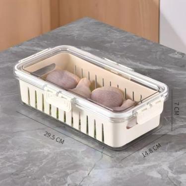 Imagem de Caixa Organizadora para Geladeira Transparente Empilhável com Divisórias – Organizador de Alimentos Multiuso(Caixa 1 Divisória)