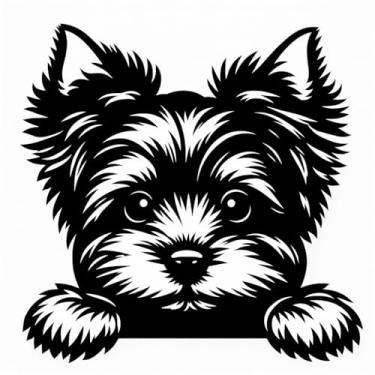 Imagem de Arte Decorativa Pet 3D para Parede, Dog Friendly, Cão, Quadro Cachorro, Shih Tzu, Labrador Retriever, Poodle, Pit Bull e Vira-Lata e Muito Mais, Preto, 23x23cm, Plástico Ecológico, Fita 3M, Confira Modelos (Yorkshire)