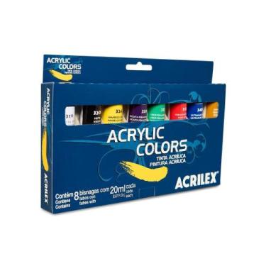 Imagem de Estojo Tinta Acrilex Acrilica 08 Bisnagas 20Ml, 13108