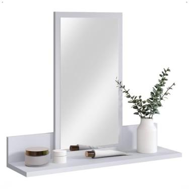 Imagem de Espelheira Suspensa Armário Organizador Para Banheiro Quarto Closet espelheira banheiro(Branco)