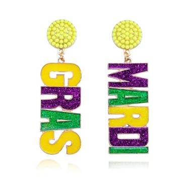 Imagem de Brincos de carnaval coloridos para carnaval MARDI GRAS para carnaval, acessórios de fantasia de carnaval, Medium, Acrílico, Sem pedra preciosa