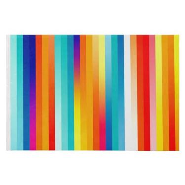 Imagem de Wassud Tapete de porta listrado vertical vibrante 61 x 89 cm, tapete de área lavável antiderrapante com suporte de borracha, tapete macio e macio para sala de estar, quarto, entrada, entrada