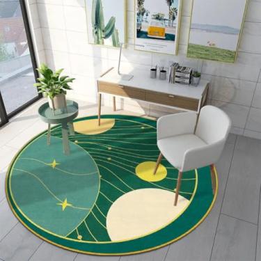 Imagem de Tapete redondo para decoração de sala de estar, lavável, para sala de estar, tapete grande para cabeceira, quarto, tapete decorativo para casa, tapete 3D para chão (180x180cm/6)
