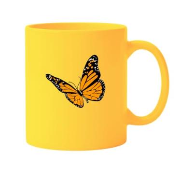 Imagem de Caneca Branca com Borboleta Monarca, Design Laranja e Preto, Cerâmica (2, Amarelo, Grande)