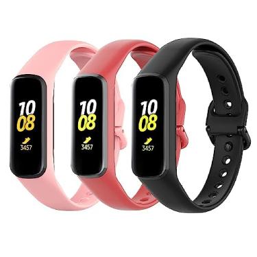 Imagem de 3 pulseiras de silicone compativel com Fit 2 r220 SM-R220 (Rosa/Vermelho/Preto)