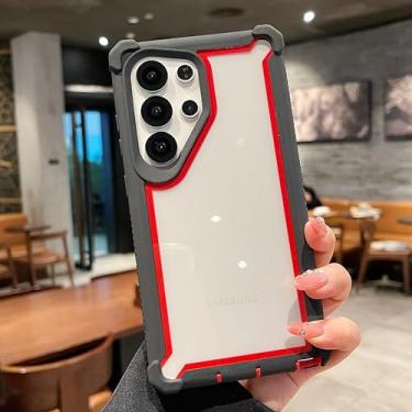 Imagem de HJZSZX Capa protetora transparente à prova de choque para Galaxy A16 (para Galaxy A16/preto e vermelho)