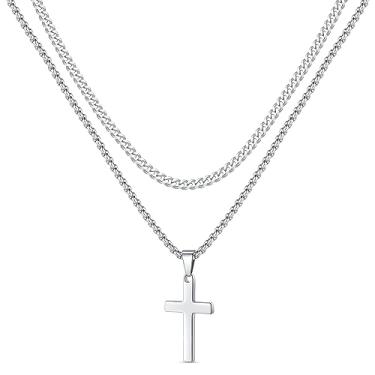 Imagem de coadipress Colar de cruz de unha para homens e mulheres, aço inoxidável, vintage, preto, banhado a ouro, prata, colar com pingente de cruz e cruz cristã, joias presentes, Extra Large, Liga de aço, Sem