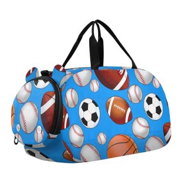 Imagem de Sacola de viagem com flores de primavera e flores roxas, bolsas de viagem noturna, para crianças, dança, bagagem de mão para meninos, Bolas de futebol esportivas, Clássico