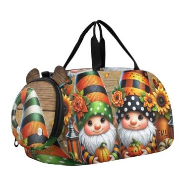 Imagem de Bolsa esportiva para meninos e crianças pequenas, bolsas de viagem para meninas, academia, bagagem infantil, arte pop, vaca highland, Gnomos de outono de madeira, Clássico