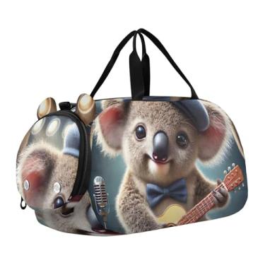 Imagem de Bolsa esportiva para meninos, bolsa de viagem de fim de semana, bolsa de viagem para meninas, bolsa de dança, fofa, gatinho rosa, tutu, Estilo retrô Koala Musician, Clássico