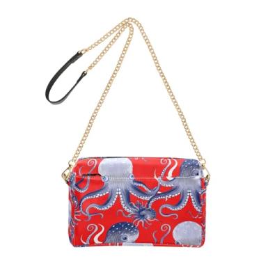 Imagem de Joitme Bolsa transversal feminina caprichosa gradiente azul polvo vermelho bolsa para celular bolsa de couro PU bolsa de ombro