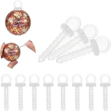 Imagem de iplusmile 100 peças de bonés transparentes para bolas de Natal, suportes de enfeite para decoração de árvore de Natal, pingentes, bonés, suprimentos de artesanato fáceis para acessórios de festa de