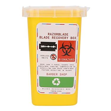 Imagem de Yinhing Recipiente Descartável para Barbearia, Salão de Cabeleireiro, Faca de Barbear, Caixa de Coleta de Plástico Premium, Design Seguro e Durável para Uso Doméstico e Profissional (Amarela)