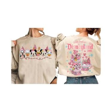 Imagem de Camiseta De Natal Disney Mickey E Amigos Rosa, Camiseta De Dois Lados 